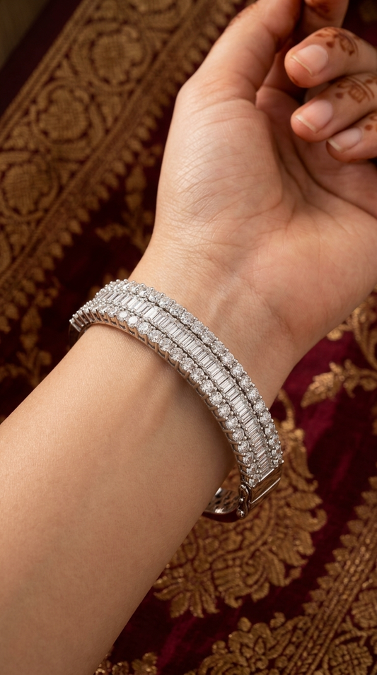 Half Eternity Fixed Silver Bracelet