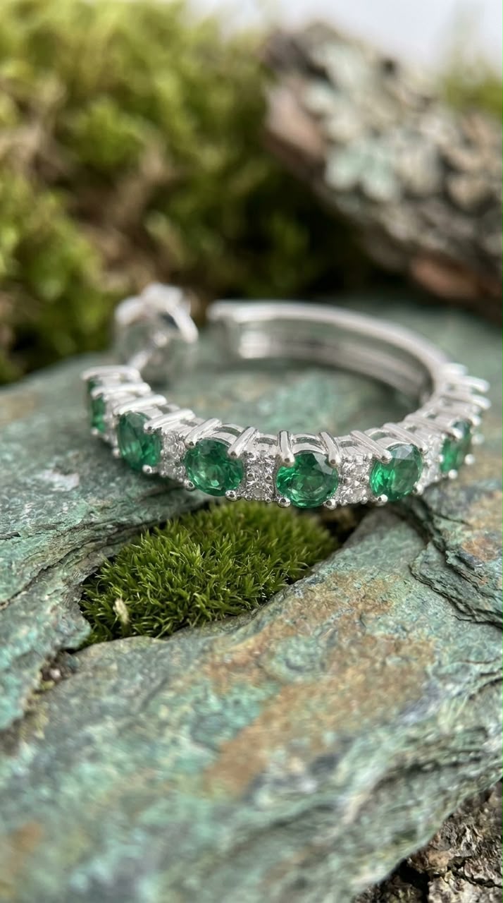 Emerald Pave Hoop Earrings