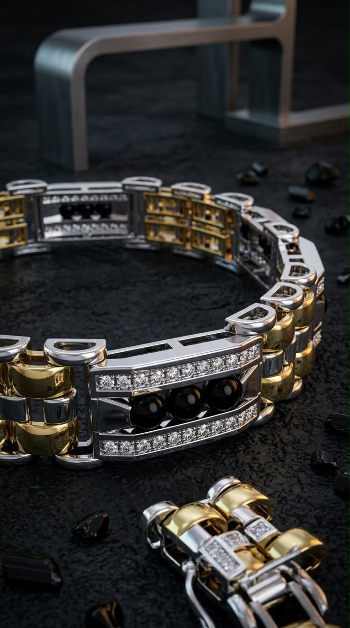 Two tone Pave Link Bracelet