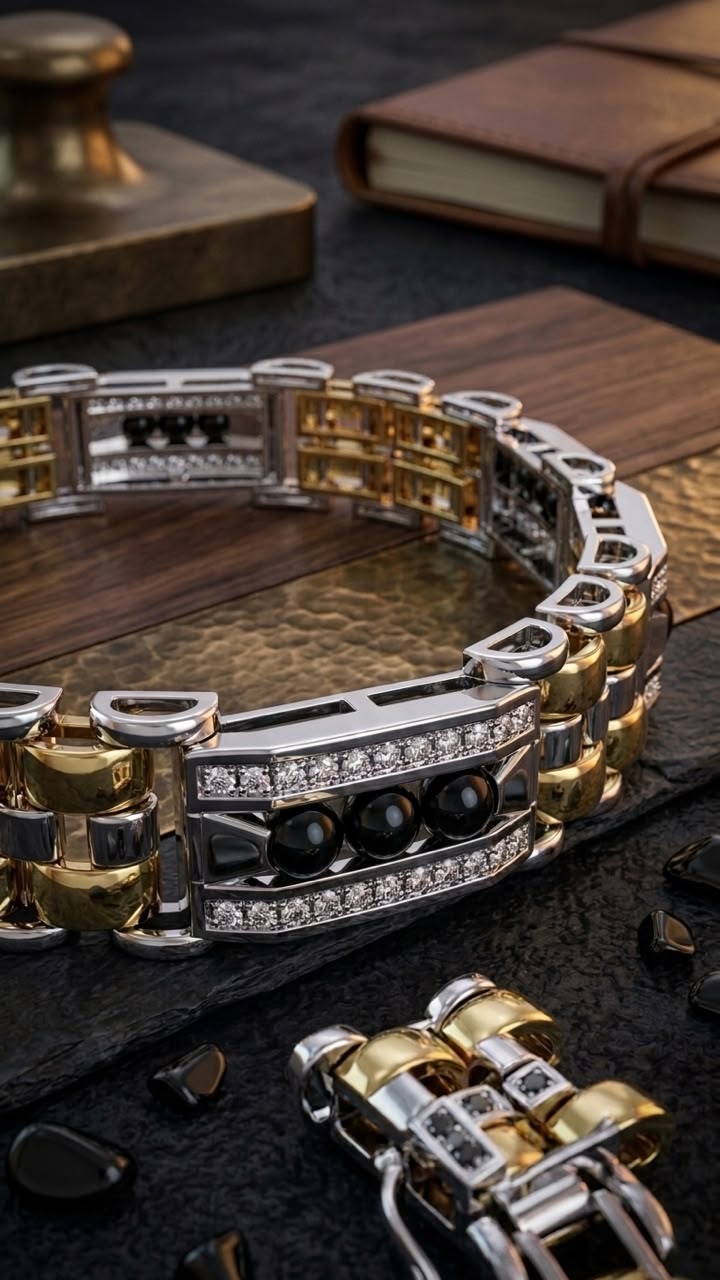 Two tone Pave Link Bracelet