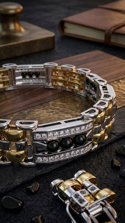 Two tone Pave Link Bracelet
