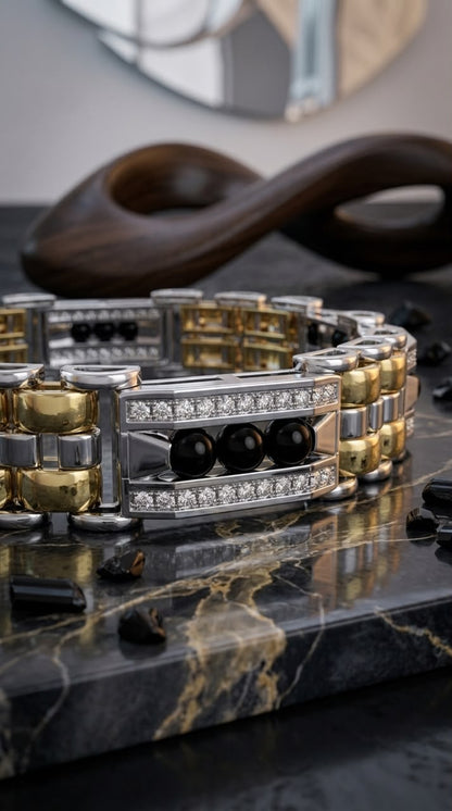 Two tone Pave Link Bracelet