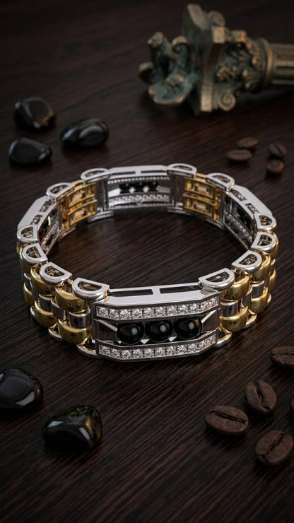 Two tone Pave Link Bracelet