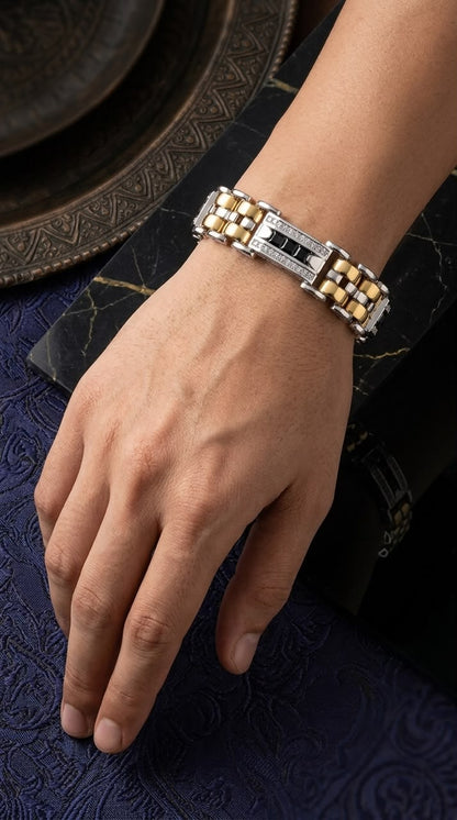 Two tone Pave Link Bracelet