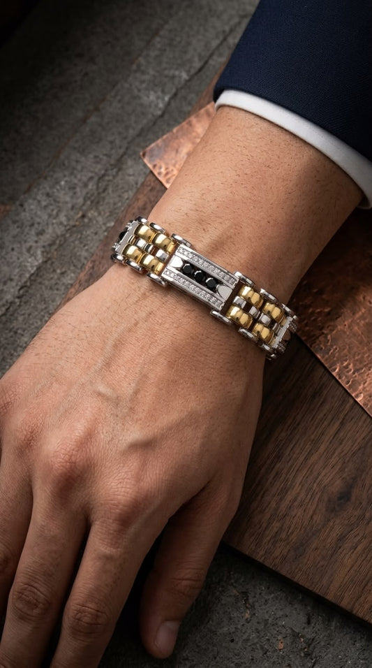 Two tone Pave Link Bracelet