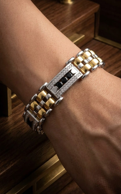 Two tone Pave Link Bracelet