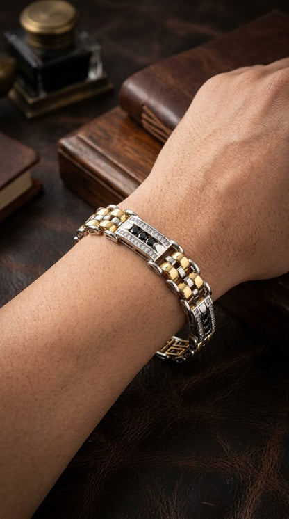 Two tone Pave Link Bracelet