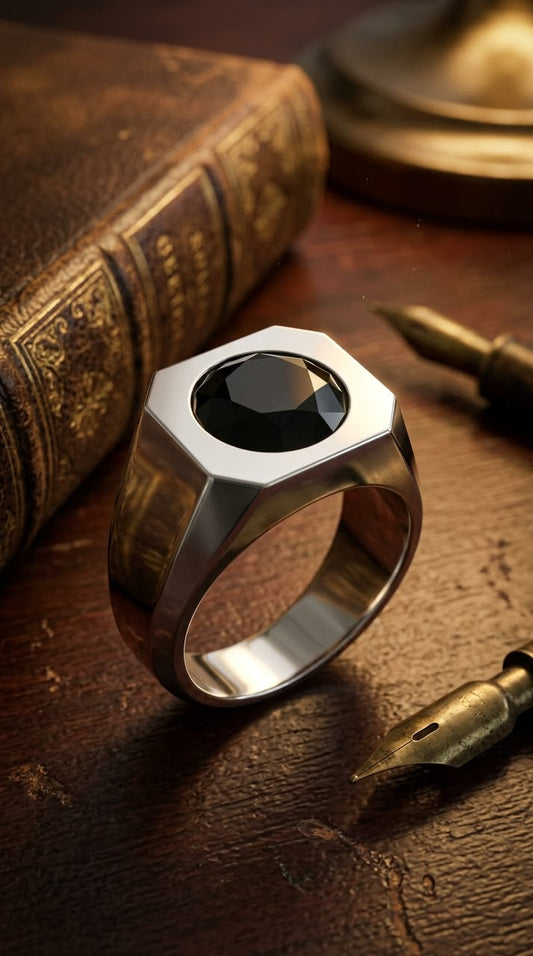 Black onyx men ring