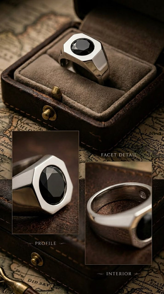 Black onyx men ring