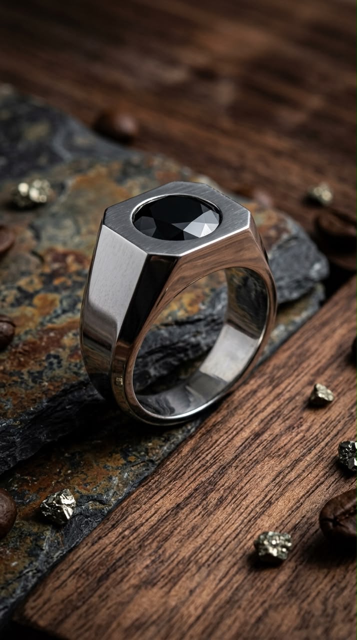 Black onyx men ring