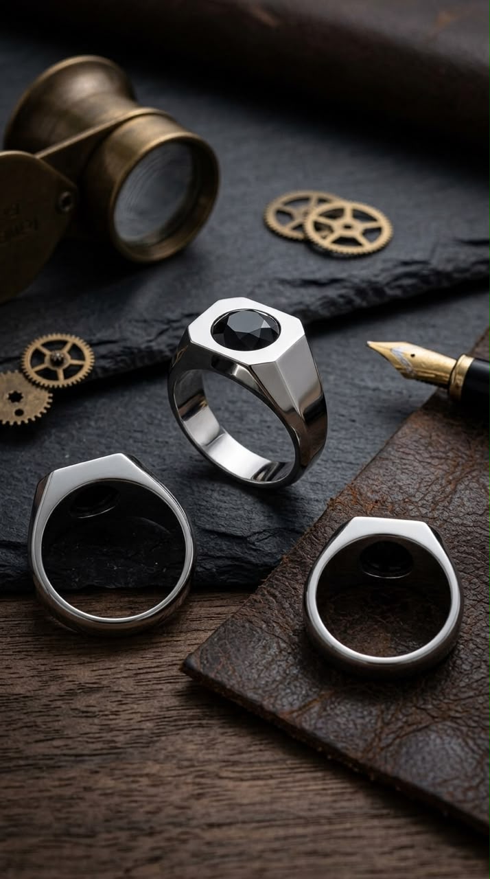 Black onyx men ring