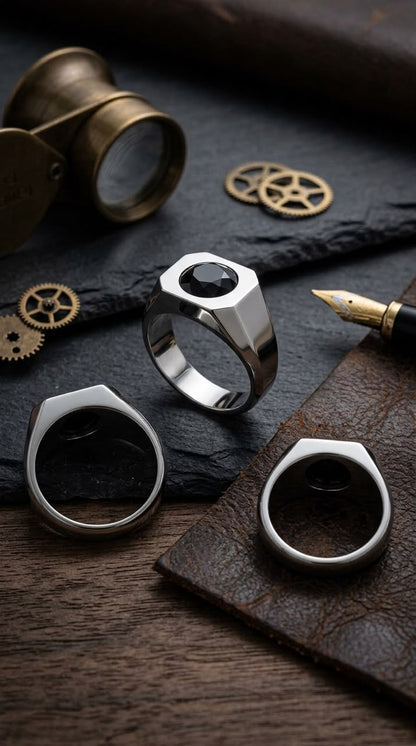 Black onyx men ring
