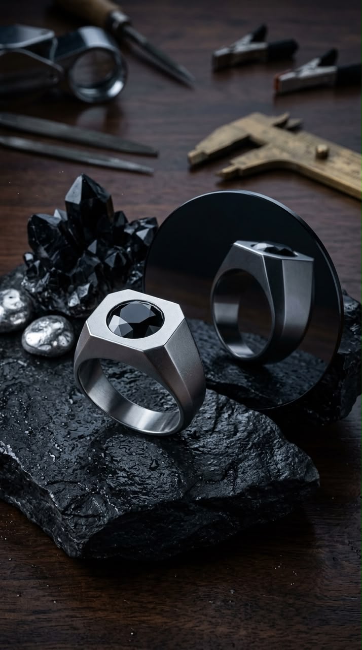 Black onyx men ring