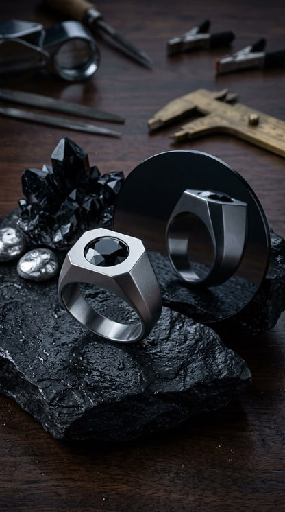 Black onyx men ring