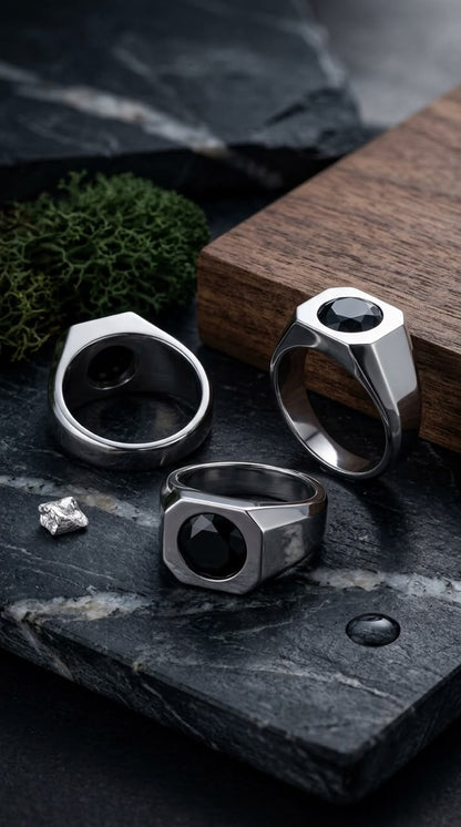 Black onyx men ring