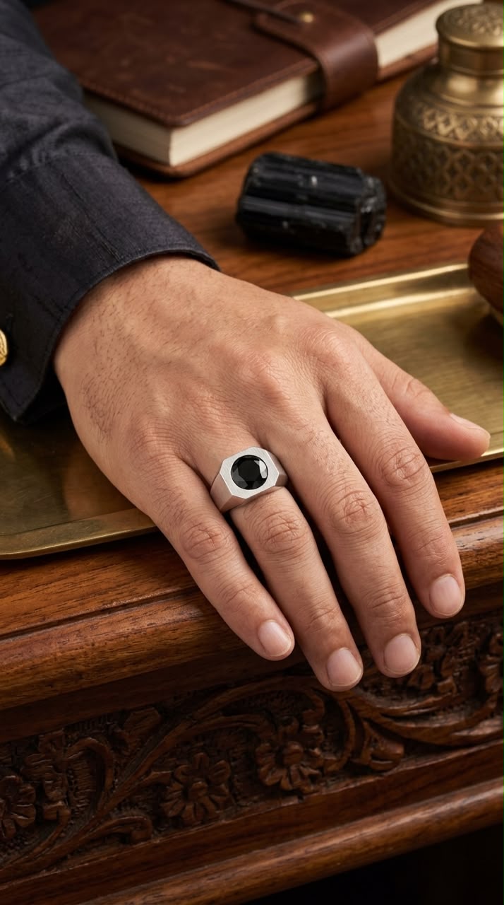 Black onyx men ring