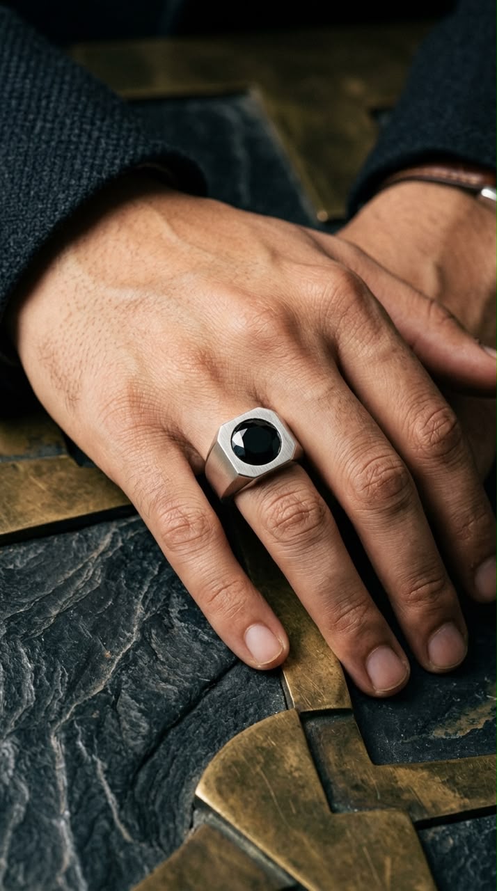 Black onyx men ring